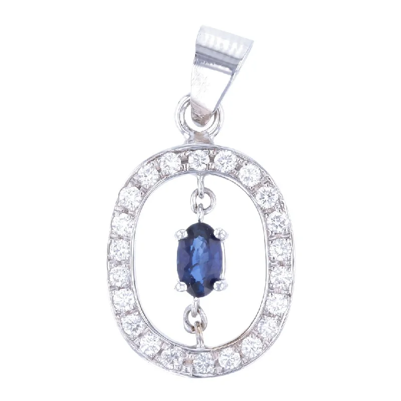 Blue Sapphire Pendant (Blue Sapphire 0.45 cts. White Diamond 0.31 cts. )