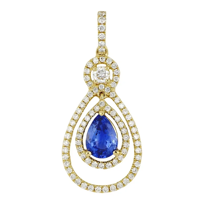 Blue Sapphire Pendant (Blue Sapphire 0.77 cts. White Diamond 0.36 cts.)