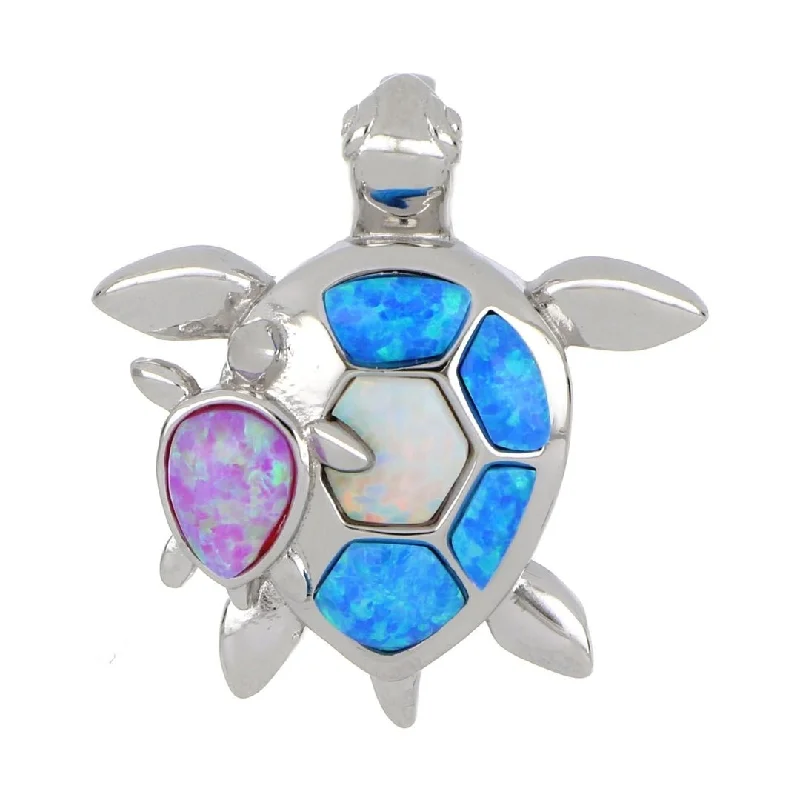 Inlay Opal Turtle with Companion Pendant