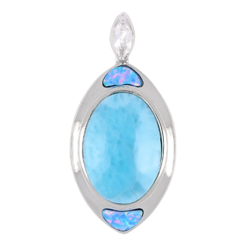 Larimar Pendant (Inlay Opal Cubic Zirconia)