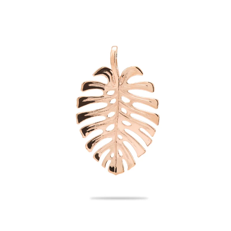 Monstera Pendant in Rose Gold - 30mm