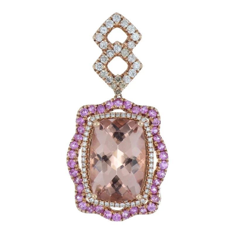 Morganite Pendant (Morganite 11.59 cts. White Diamond 0.88 cts. Pink Sapphire 1.43 cts.)