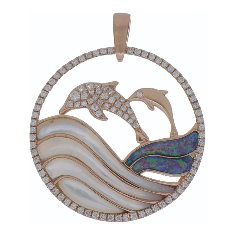 Mother of Pearl Pendant (Mother of Pearl Inlay Opal 0.57 cts. White Diamond 0.58 cts.)