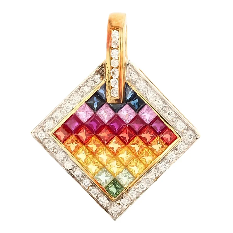 Multi-Color Sapphire Pendant (Multi-Color Sapphire 2.06 and White Diamond 0.22)