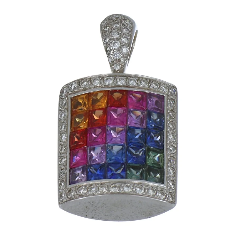 Multi-Color Sapphire Pendant (Multi-Color Sapphire 2 cts. Round White Diamond 0.32 cts.)