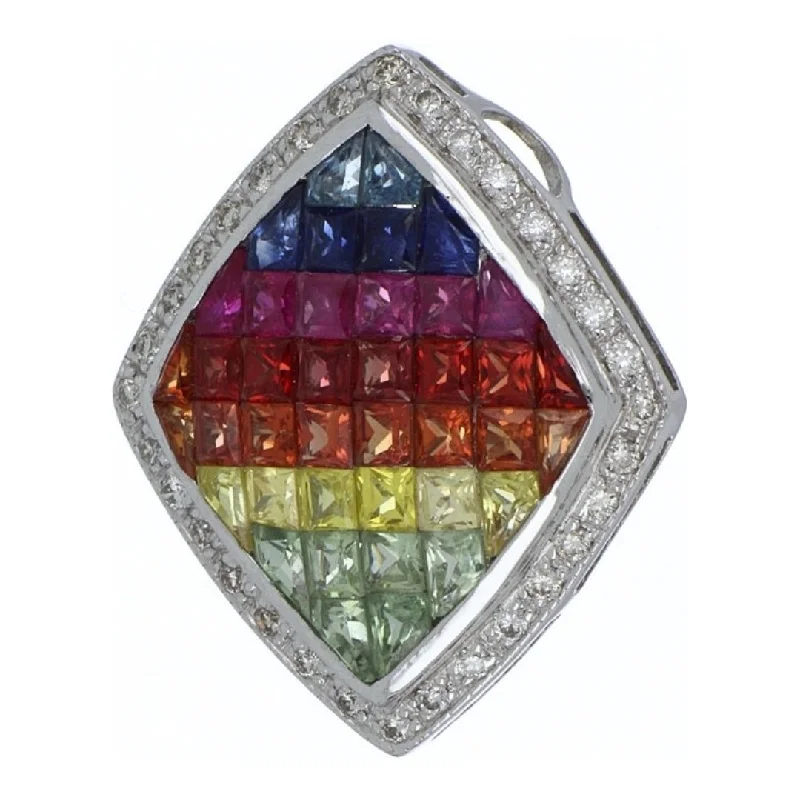 Multi-Color Sapphire Pendant (Multi-Color Sapphire 3.5 cts. Round White Diamond 0.2 cts.)