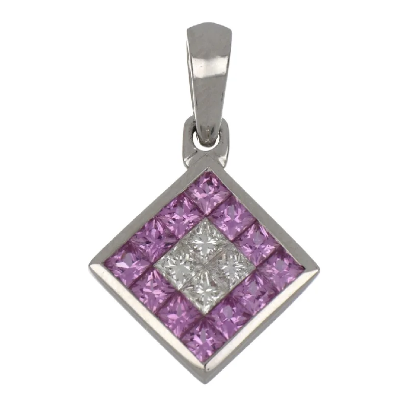 Pink Sapphire Pendant (Pink Sapphire 1.26 cts. White Diamond 0.32 cts.)