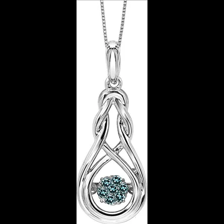 Blue Diamond Cluster Sterling Sliver Rhythm of Love Pendant