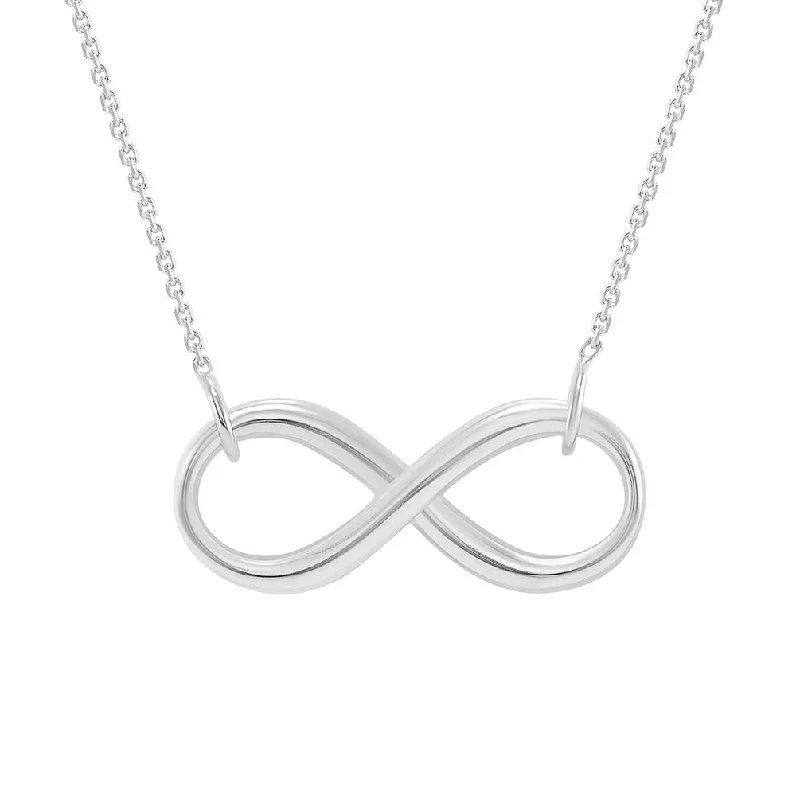 Solid 14k White Gold 2.5mm Thick Infinity Love Eternity Necklace with Lobster Claw Clasp (16" to 18" Adjustable Chain)