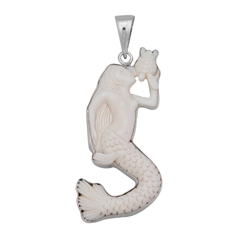 Sterling Silver Bone Mermaid Pendant