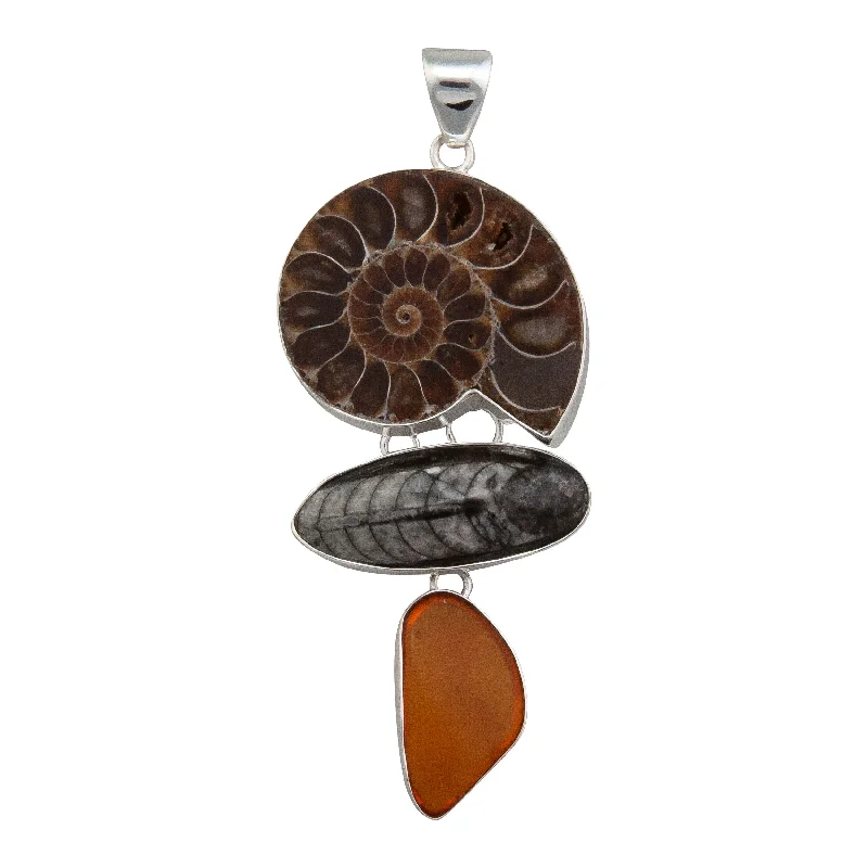 Sterling Silver Fossil Triple Pendant