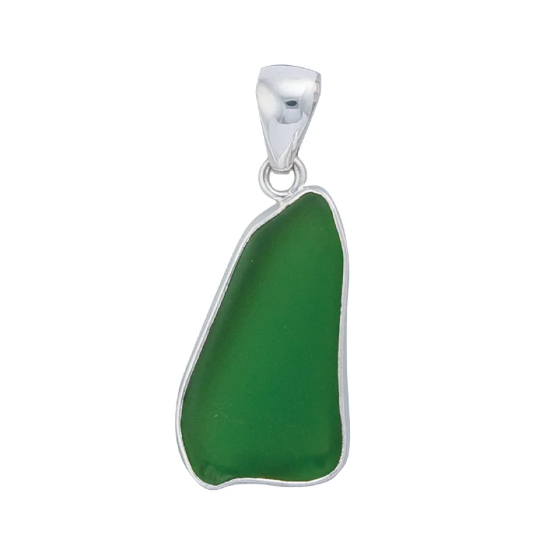 Sterling Silver Green Recycled Glass Pendant