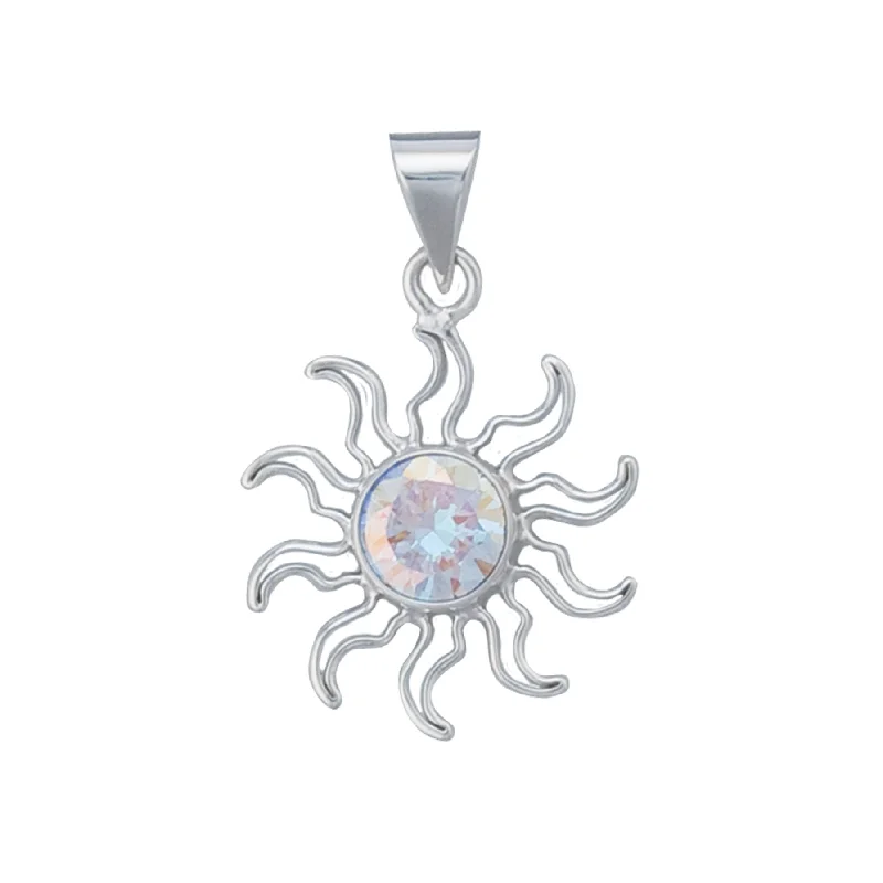 Sterling Silver Mercury Mist CZ Sun Pendant