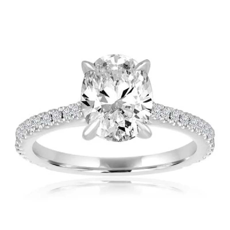 14k Oval Diamond Cathedral Setting