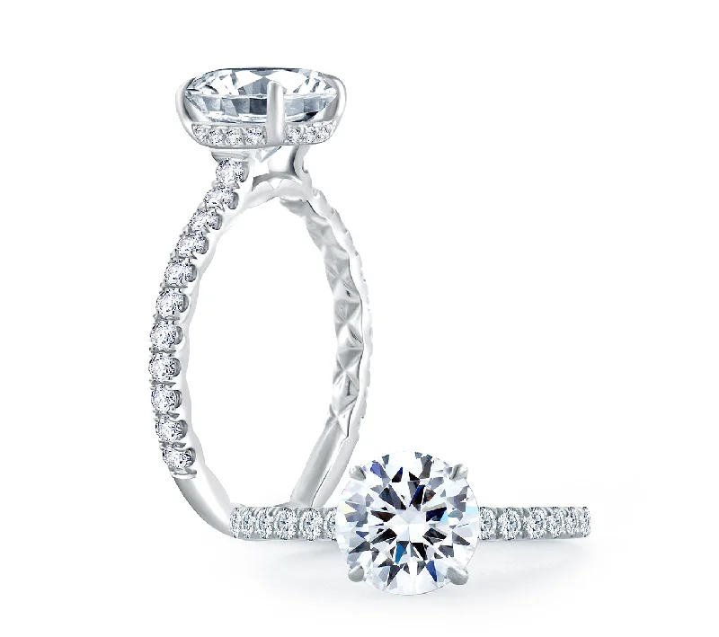 A. JAFFE Round Side Stone Diamond Engagement Ring Setting in 14K White Gold (0.43ctw)