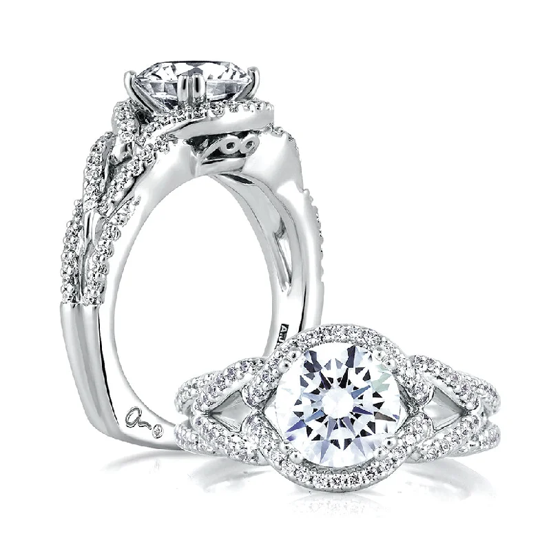 A. JAFFE Round Side Stone Diamond Engagement Ring Setting in 14K White Gold (.038ctw)