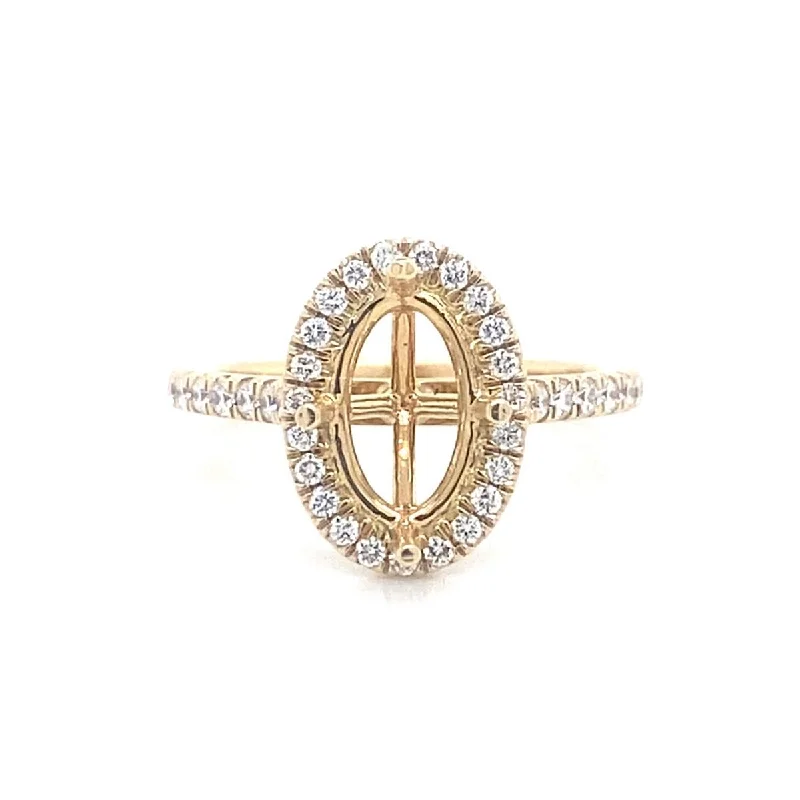 Bremer Jewelry Oval Halo Diamond Engagement Ring Setting in 14K Yellow Gold (.39ctw)