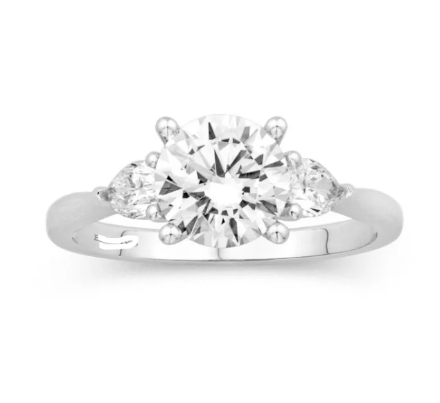 Round Center Three-Stone Diamond Engagement Ring Setting in 14K White Gold (.42ctw)