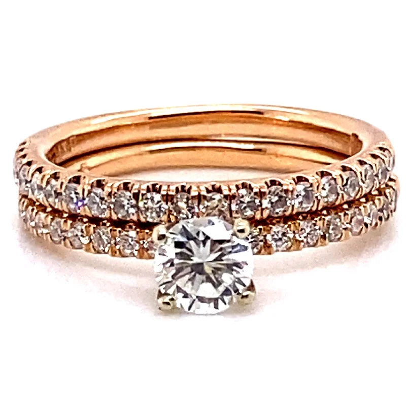 Bremer Jewelry Round Side Stone Diamond Engagement Ring in 14K Rose Gold (0.89ctw)