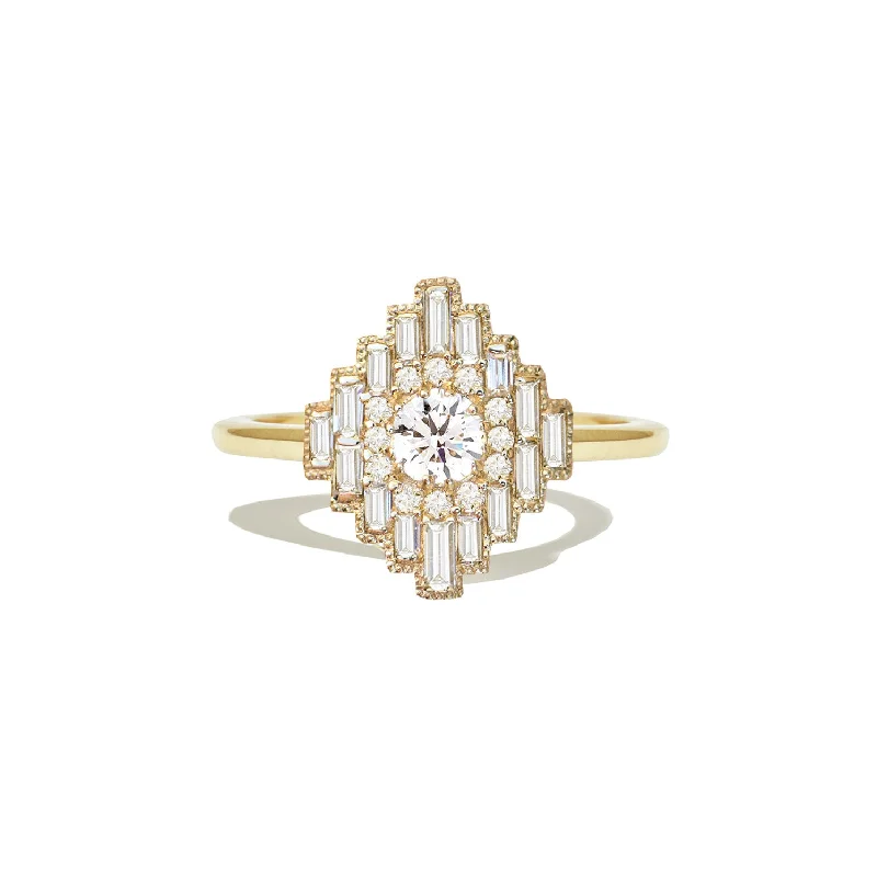 Deco Empire Baguette & Round Brilliant Diamond Mosaic Ring