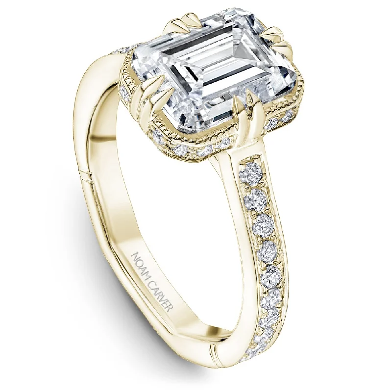 Noam Carver Atelier Modern Halo Diamond Engagement Ring Setting in Yellow Gold