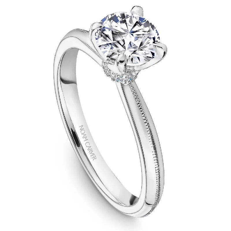 Noam Carver Hidden Halo Solitaire Engagement Ring Setting in White Gold