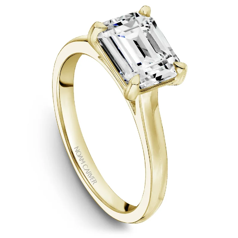 Noam Carver Horizontal Solitaire Engagement Ring Setting in Yellow Gold