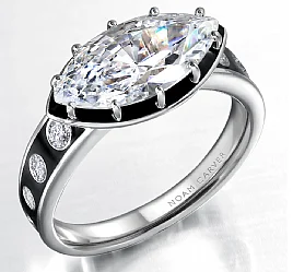 Noam Carver Marquise Center Side Stone Diamond Engagement Ring Setting in 14K White Gold (0.19ctw)