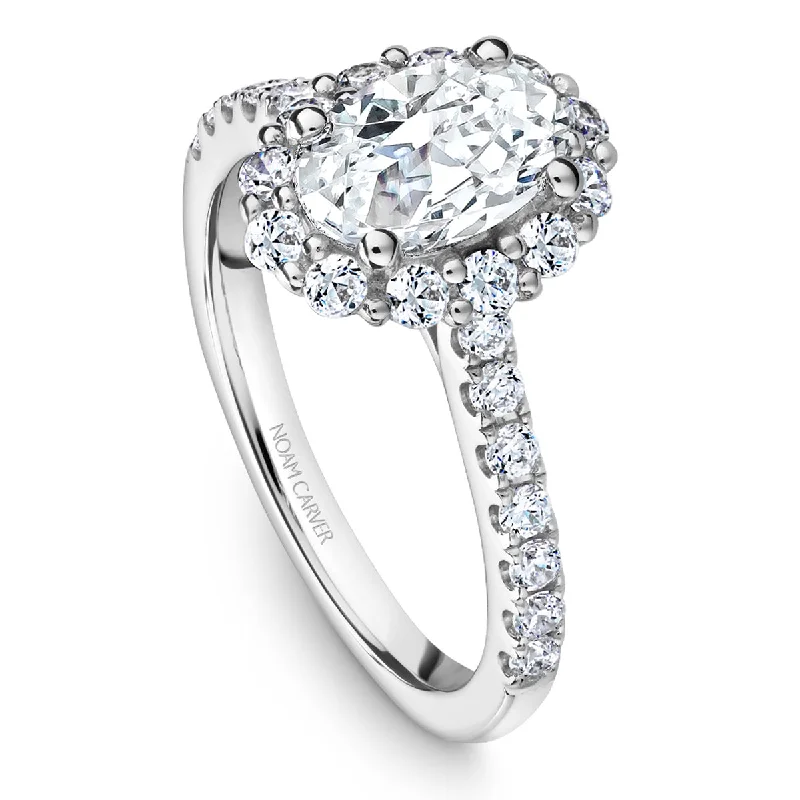 Noam Carver Oval Halo Diamond Engagement Ring Setting in White Gold