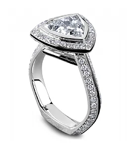 Noam Carver Trillion Center Halo Diamond Engagement Ring Setting in 14K White Gold (1.09ctw)