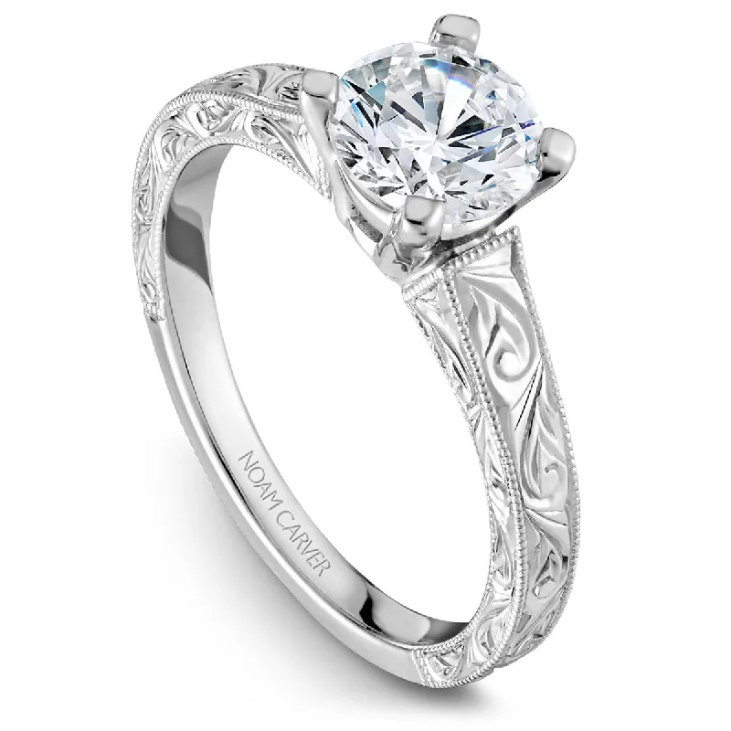 Noam Carver Vintage Solitaire Engagement Ring in White Gold