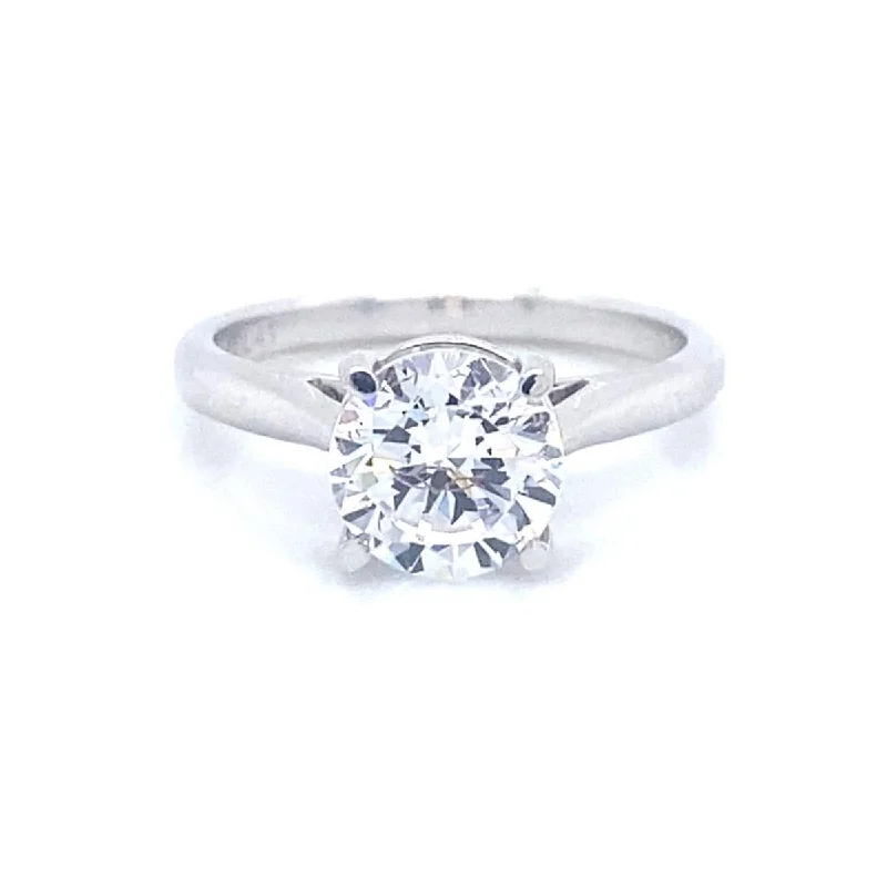 Round Center Solitaire Diamond Engagement Ring Setting in 14K White Gold/Platinum