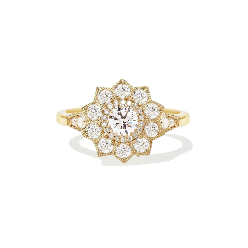 Round Diamond Mosaic Sunflower Ring