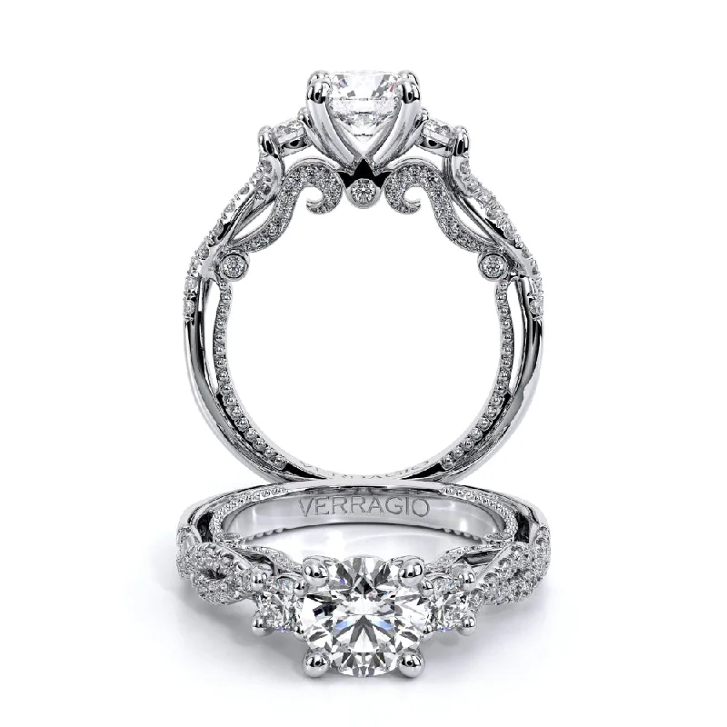 Verragio Insignia 18k White Gold 3 Across Engagement Ring with Twist Shank