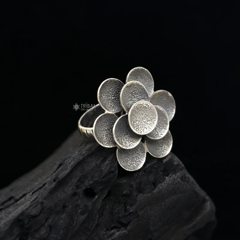 925 Sterling silver Indian Cultural design handmade silver vintage flower style adjustable ring indian tribal belly dance jewelry sr398