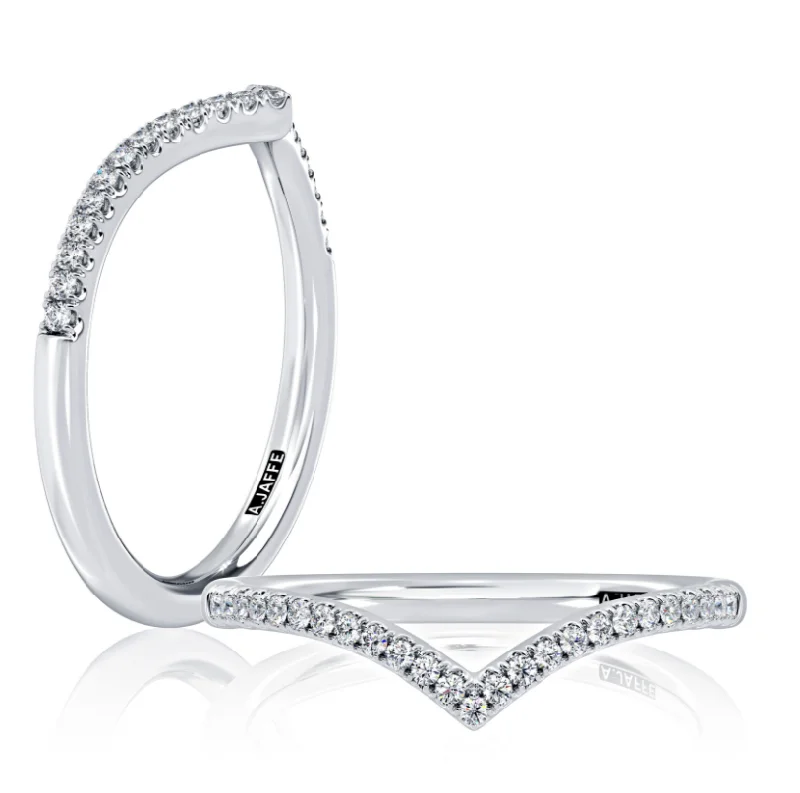 A. JAFFE Contour Diamond Wedding Ring in 14K White Gold  (0.13ctw)