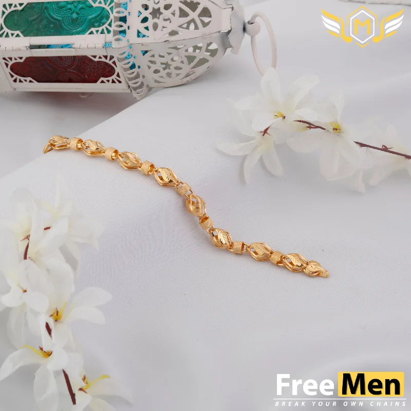 Freemen design ring leaf Gold Plated Bracelet for Men (6 Month warranty) FMA009