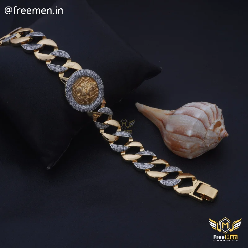 Freemen Golden And Rhodium AD Ganpati Bracelet - FM113