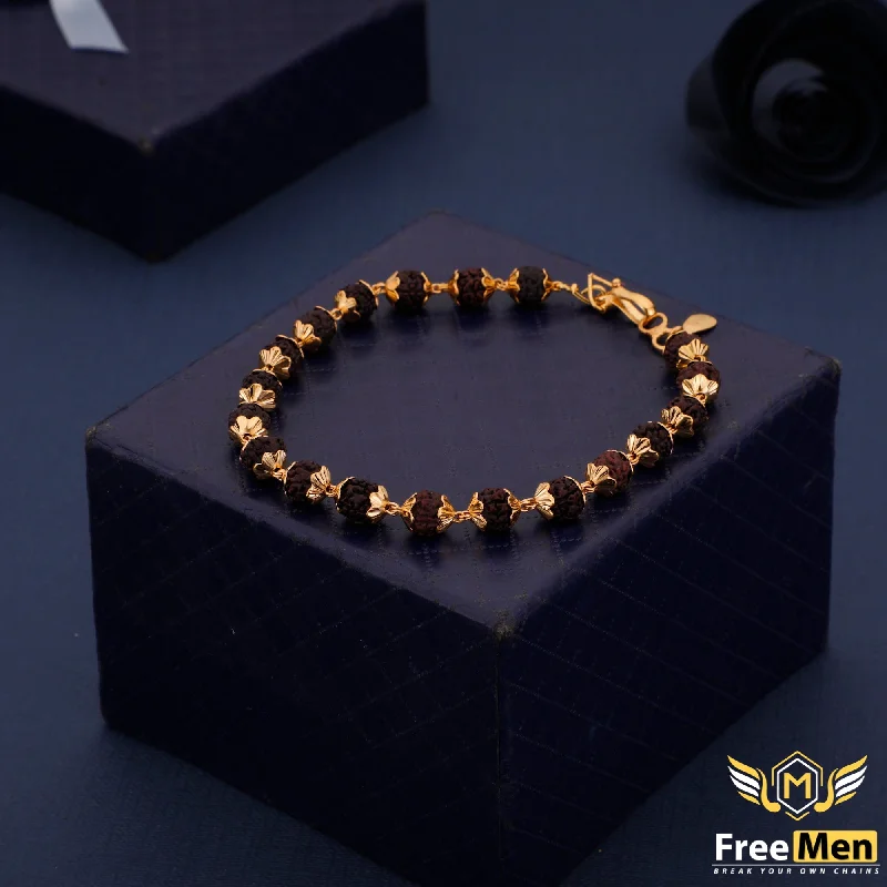 Freemen Rudraksha gold plated bracelet for men