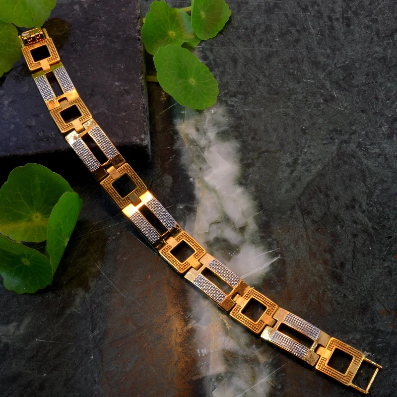 FreeMen's 2square Golden Bracelet For men FMBA101