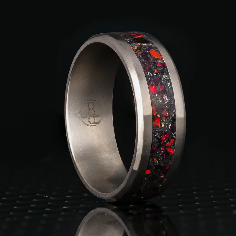 Hellfire Glowstone Ring on Titanium