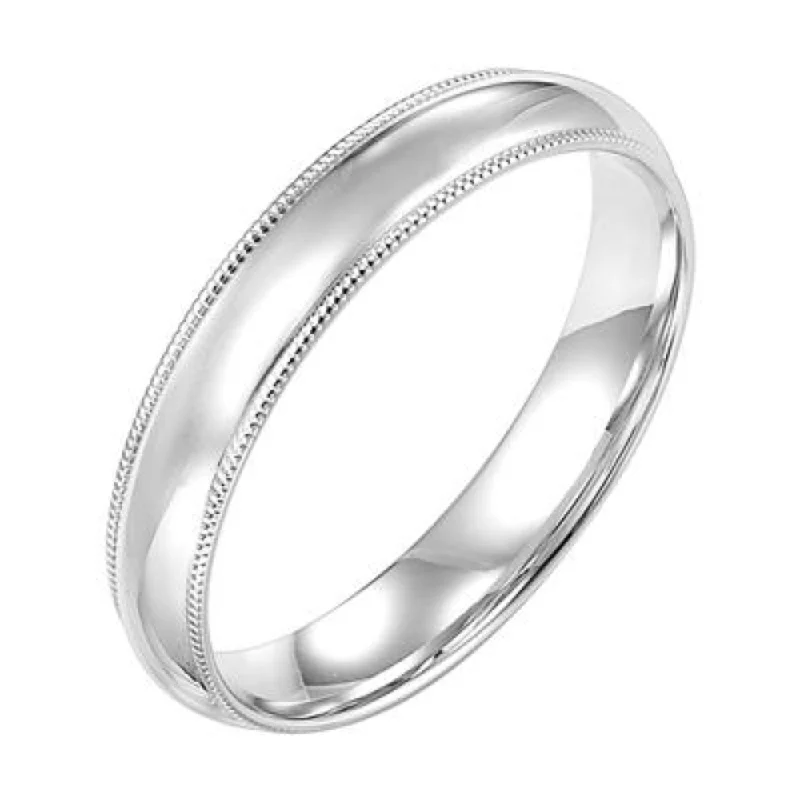 Men's 14k 4mm Low Dome Comfort Fit Plain Wedding Band