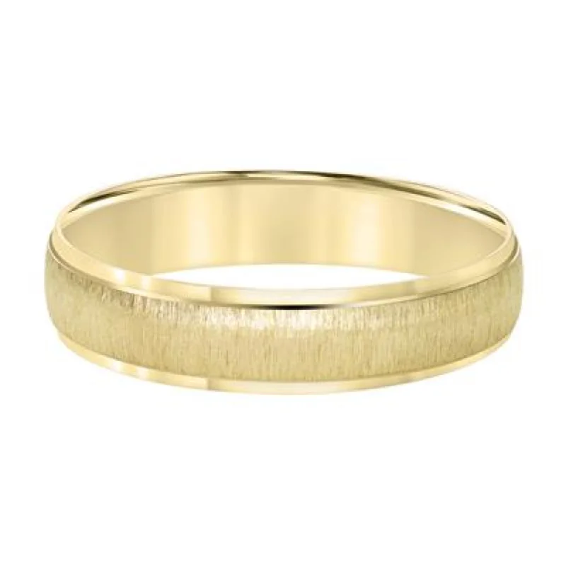 Men's 14k 5mm Low Dome Carved Edge Wedding Band