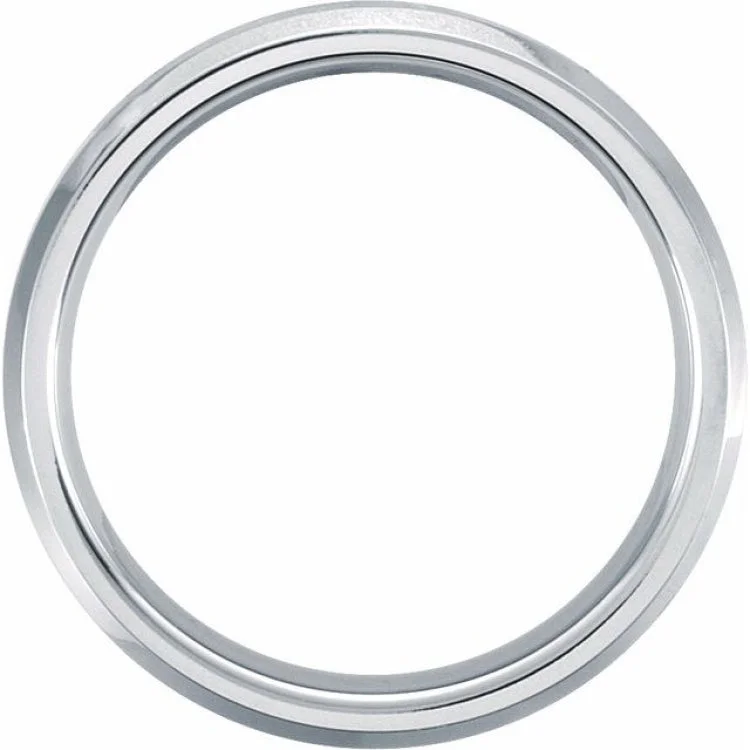 White Tungsten 6 mm Beveled-Edge Band Size 6