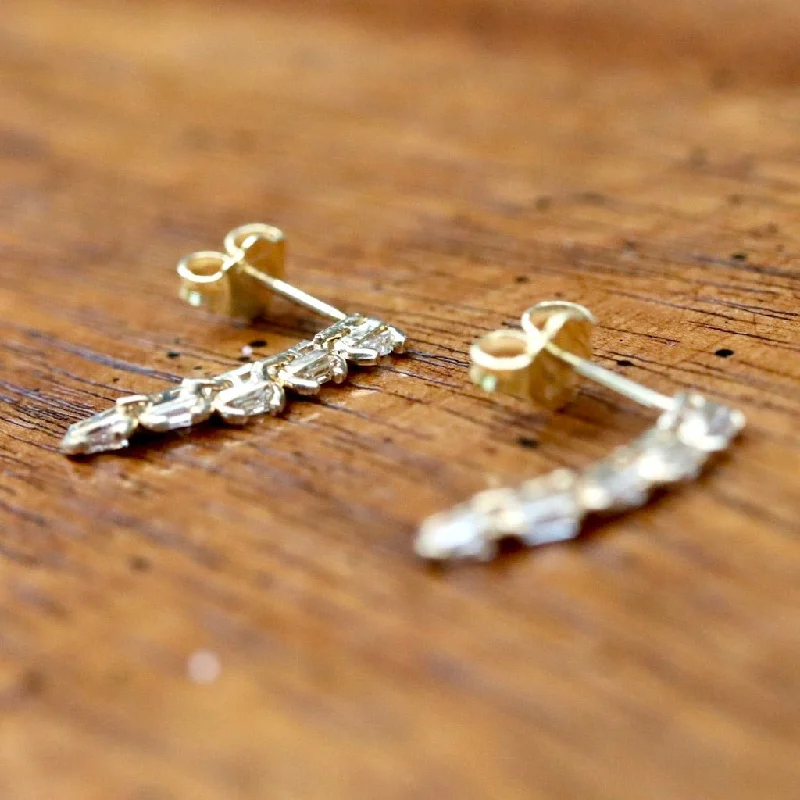 Comet 14k Gold and Diamond Earrings