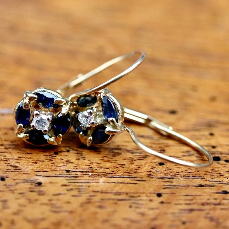 Firmament 14k Gold, Sapphire and Diamond Earrings