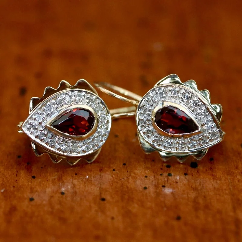 Heloise 14k Gold, Garnet and Diamond Earrings