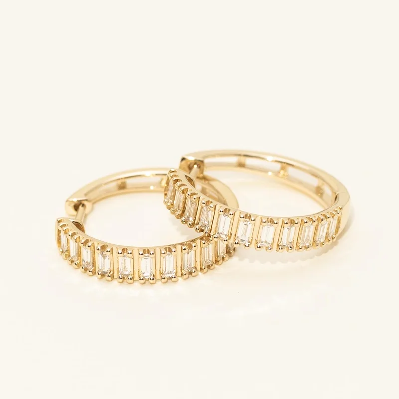 Baguette Diamond Hoop Earrings in 14kt Yellow Gold (1/2ct tw)