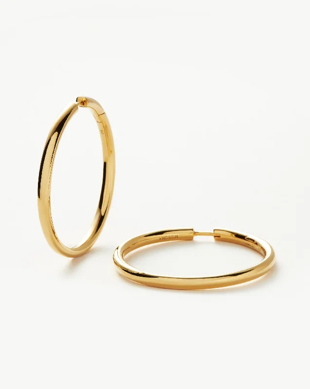 Classic Tunnel Large Hoop Earrings | 18ct Gold Plated