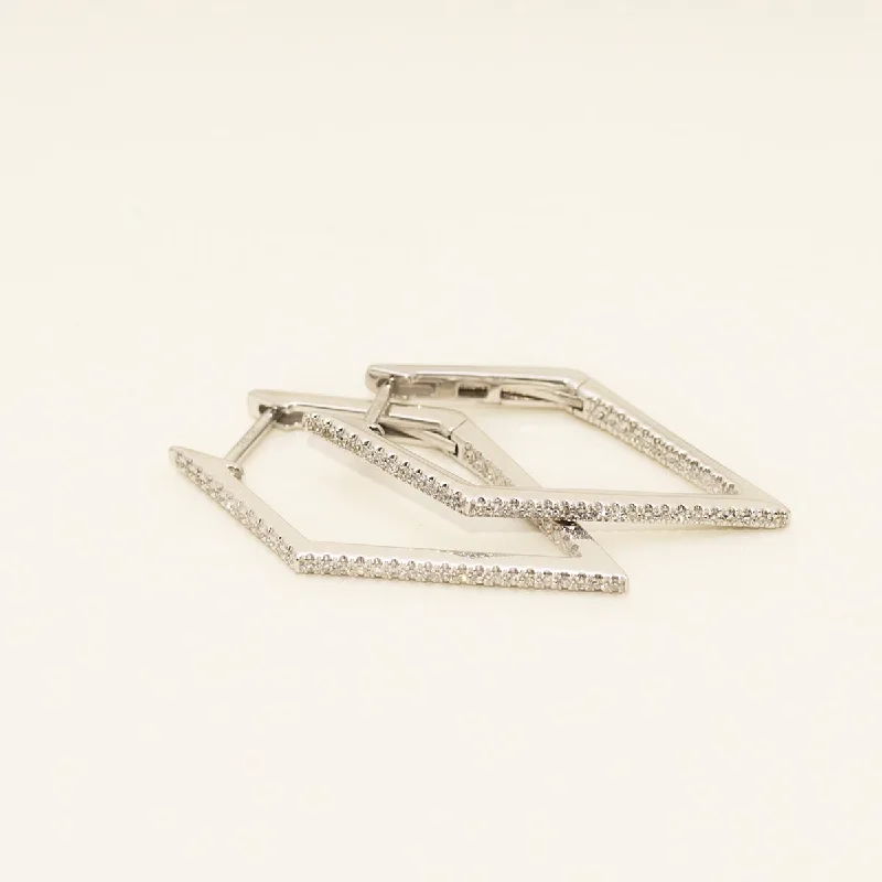 Dabakarov Diamond Geometric Hoop Earrings in 14kt White Gold (1/4ct tw)